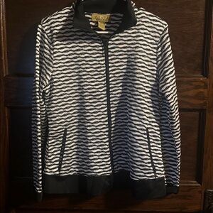 Peck & Peck Black and White Striped Jacket, Size L, EUC